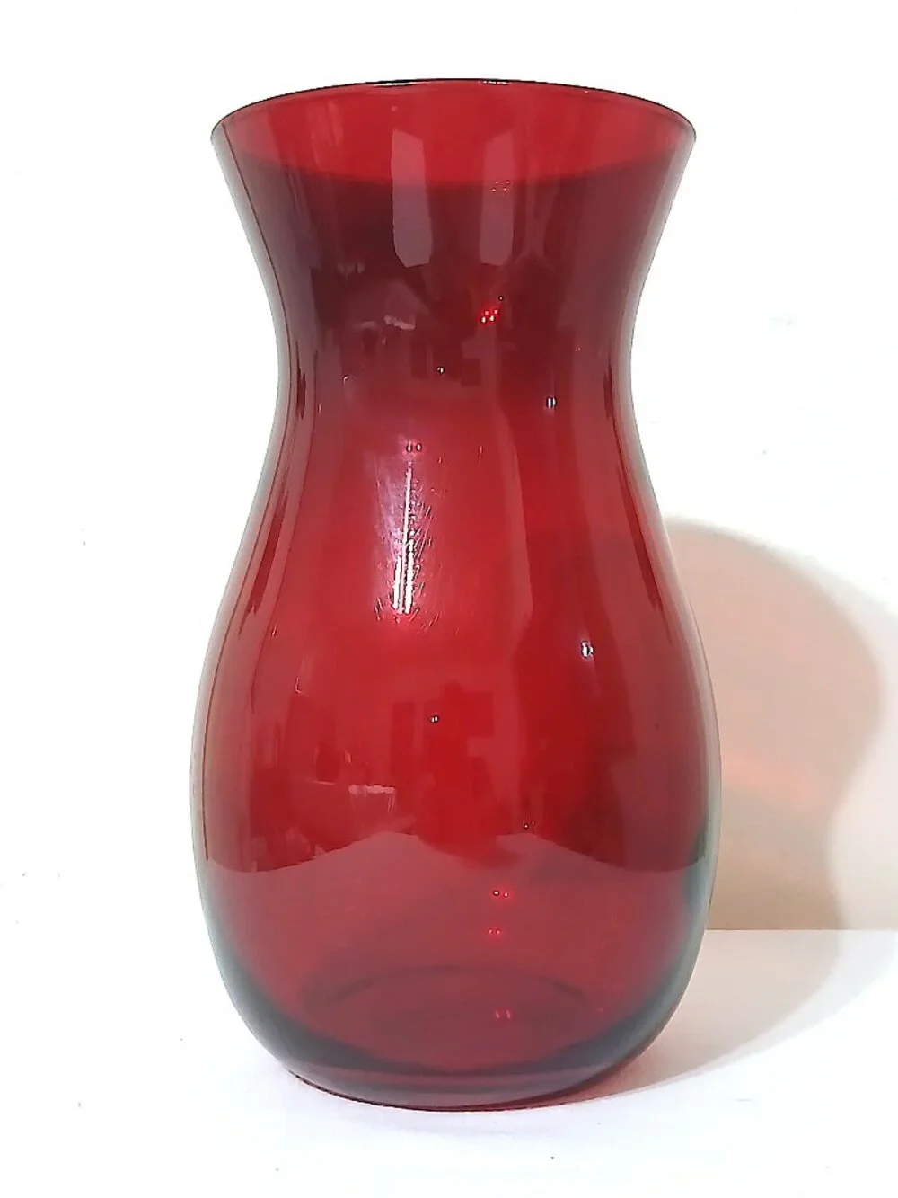 Vintage Hand Blown Ruby Red Art Glass Vase Set Pair Studio Glass 9